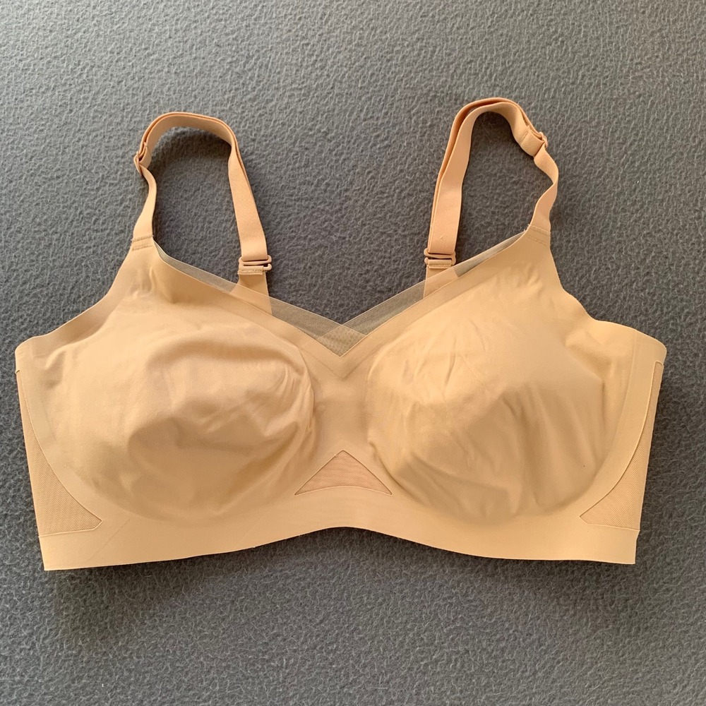 Honeylove Crossover Bra Size 1X Nude Removable Cups Adjustable Straps No Wire